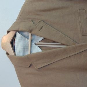 J Crew Tan Unlined Irish Linen 3 Button Sport Jacket  44R
